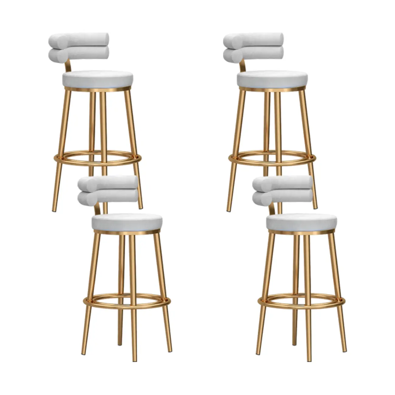 Gold Glam Round Bar Stool with Low Back and Footrest Image - 35 | homeyfad