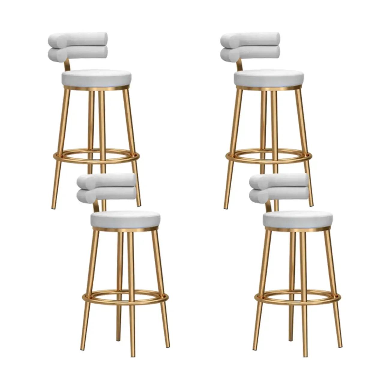 Gold Glam Round Bar Stool with Low Back and Footrest Image - 35