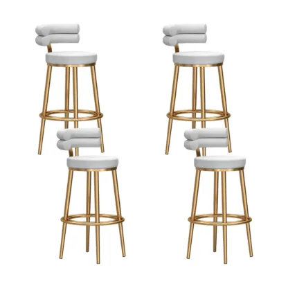 Gold Glam Round Bar Stool with Low Back and Footrest Image - 35