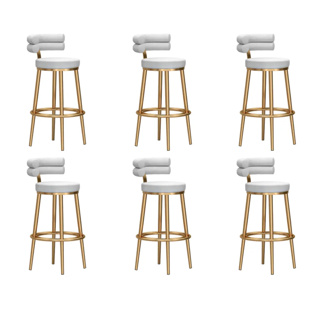 Gold Glam Round Bar Stool with Low Back and Footrest Image - 36 | homeyfad