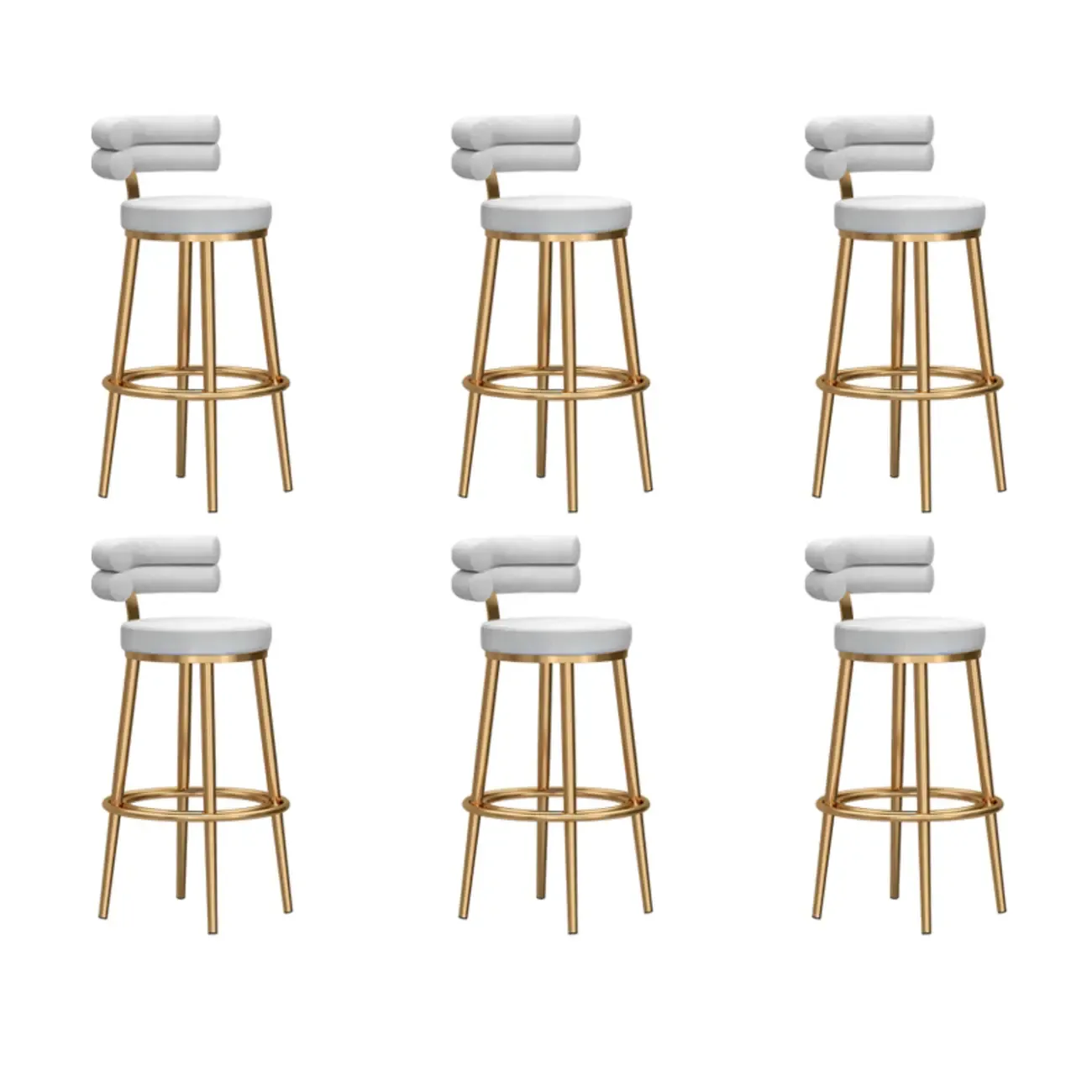 Gold Glam Round Bar Stool with Low Back and Footrest Image - 36