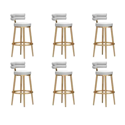 Gold Glam Round Bar Stool with Low Back and Footrest Image - 36
