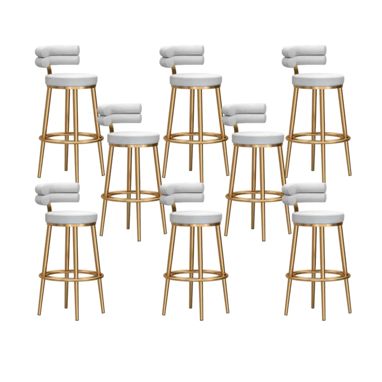 Gold Glam Round Bar Stool with Low Back and Footrest Image - 37 | homeyfad