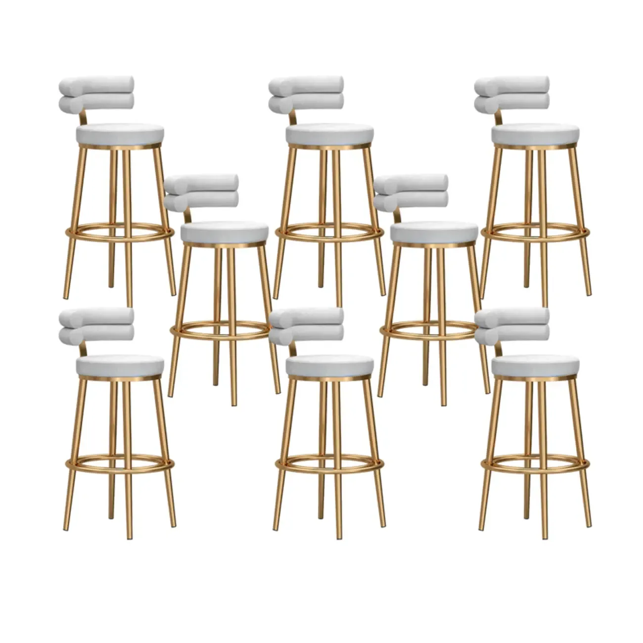 Gold Glam Round Bar Stool with Low Back and Footrest Image - 37