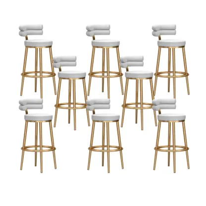 Gold Glam Round Bar Stool with Low Back and Footrest Image - 37