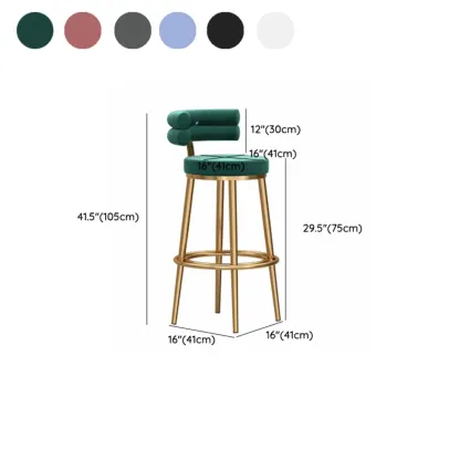 Gold Glam Round Bar Stool with Low Back and Footrest #size