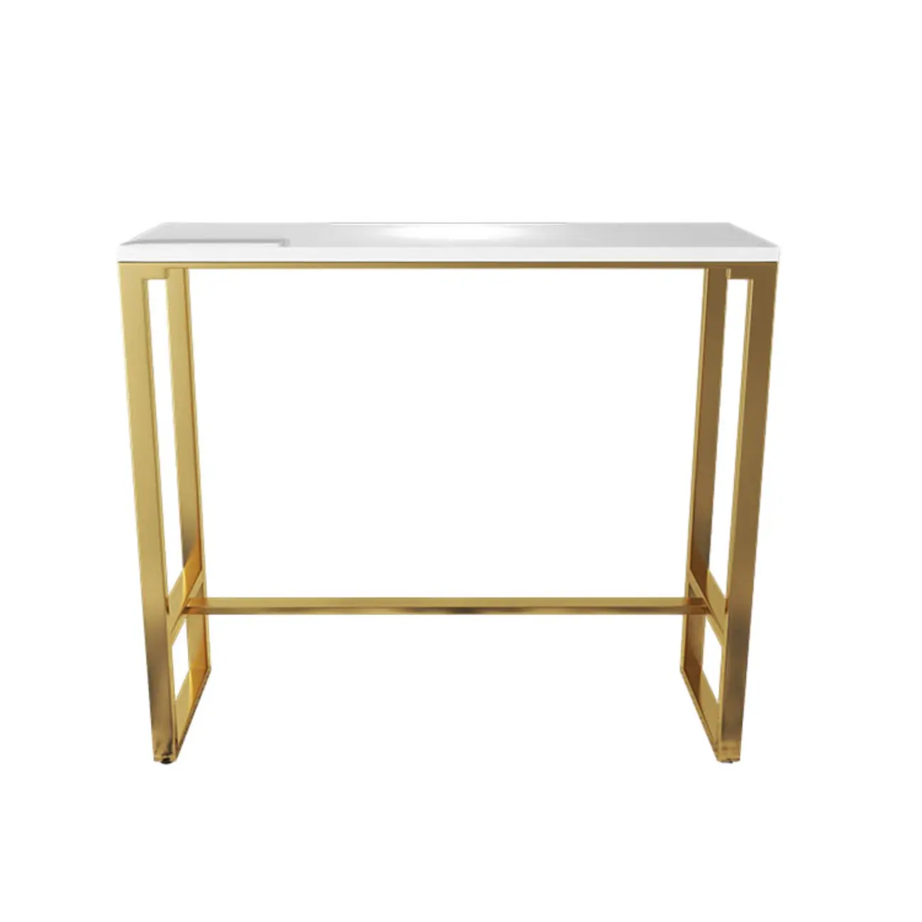 Glam White Faux Marble Golden Metal Trestle Bar Tables Image - 2 | homeyfad