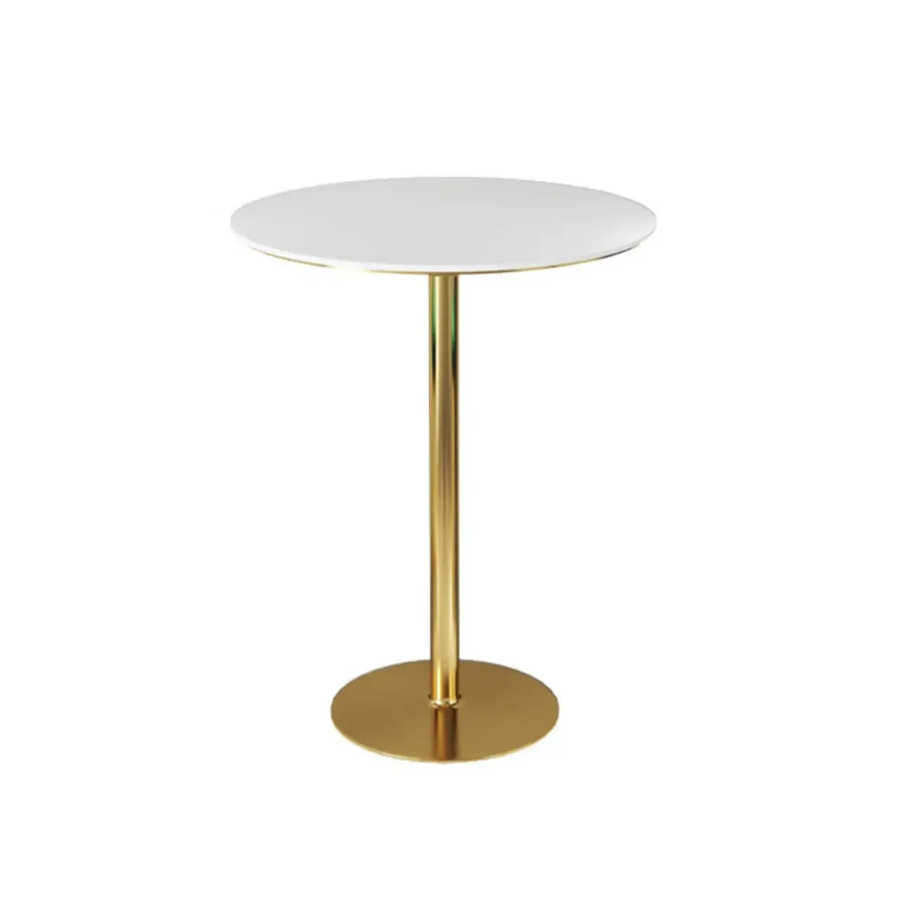 Glam White Faux Marble Golden Metal Trestle Bar Tables Image - 3