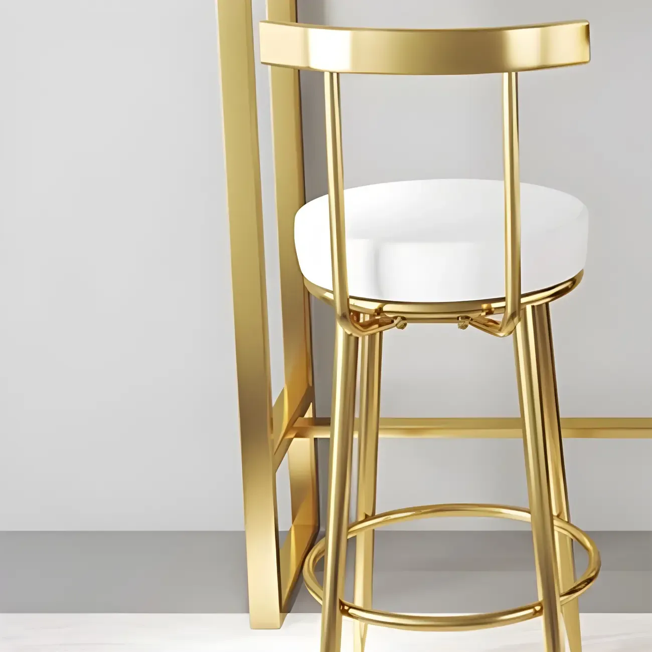 Glam White Faux Marble Golden Metal Trestle Bar Tables Image - 9