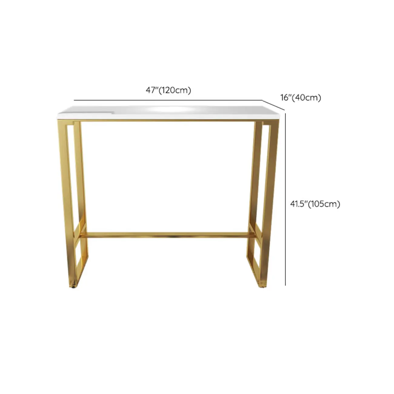 Glam White Faux Marble Golden Metal Trestle Bar Tables Image - 12 | homeyfad