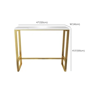 Glam White Faux Marble Golden Metal Trestle Bar Tables Image - 12