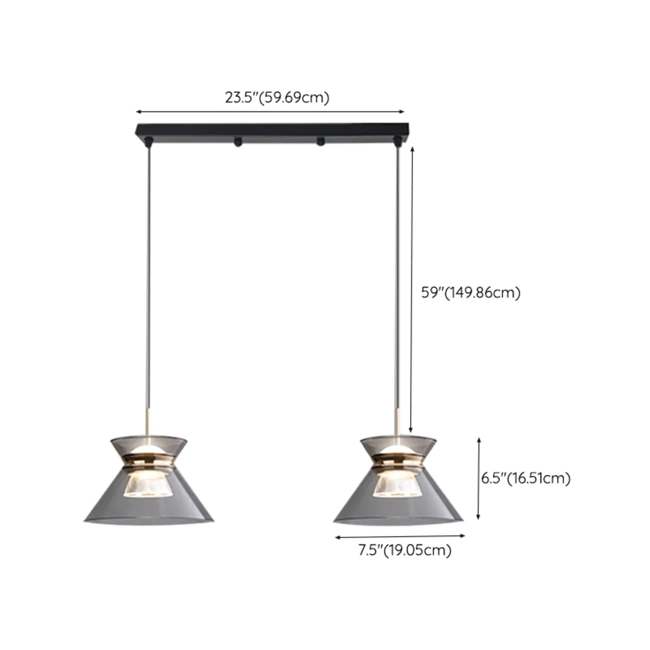 Modern Black Adjustable Tapered Pendant Light #size | homeyfad
