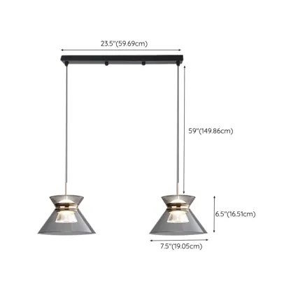 Modern Black Adjustable Tapered Pendant Light #size