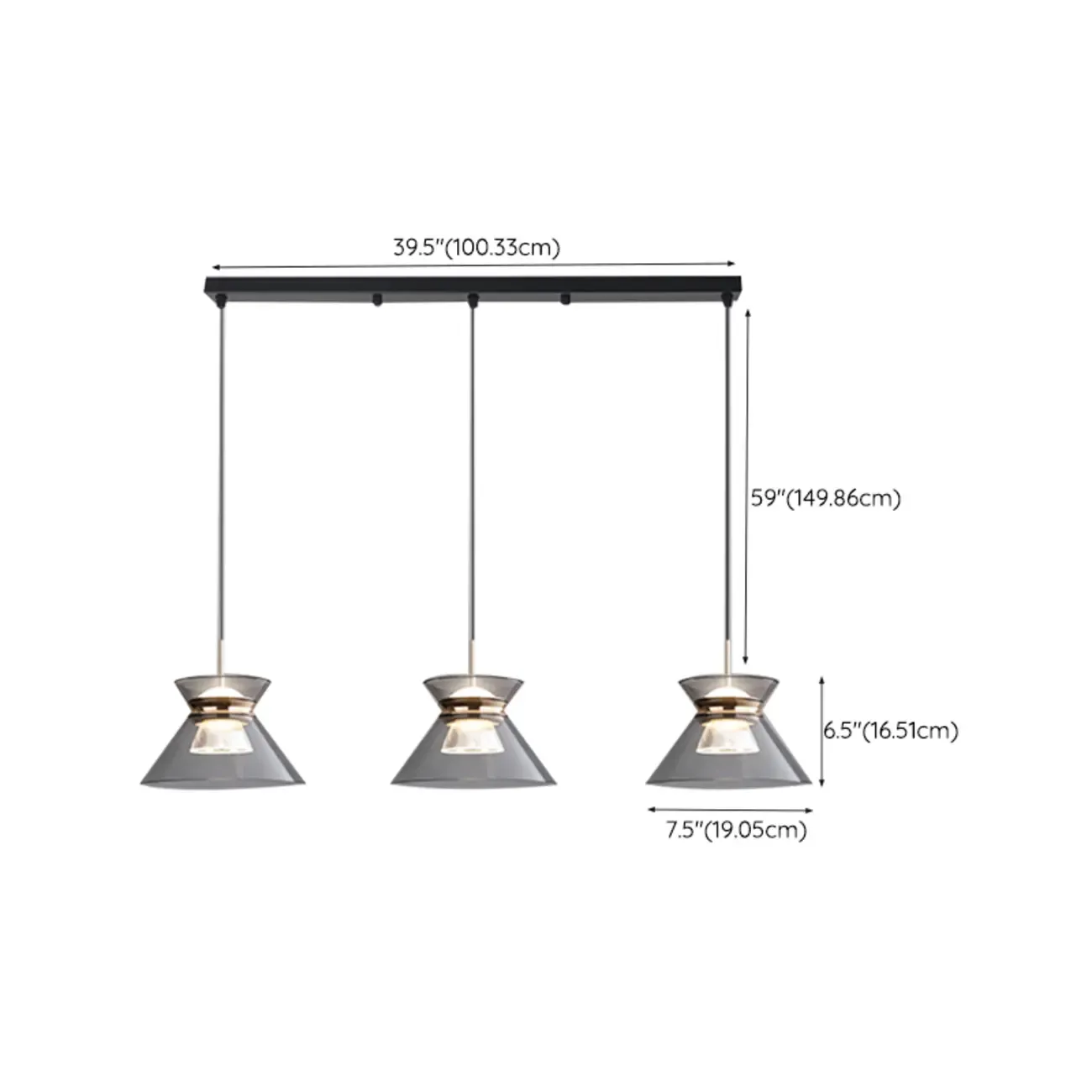 Modern Black Adjustable Tapered Pendant Light Image - 14