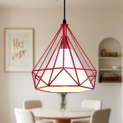Modern Colorful Cone Pendant Lamp with Diamond Frame for Living Room Image - 10