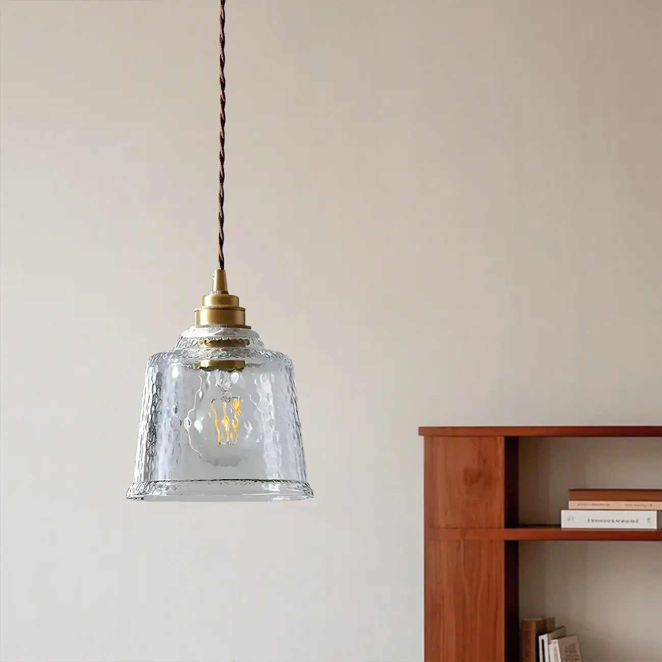 Vintage Clear Glass Bell Pendant Light for Elegant Living Room Decor Image - 4 | homeyfad