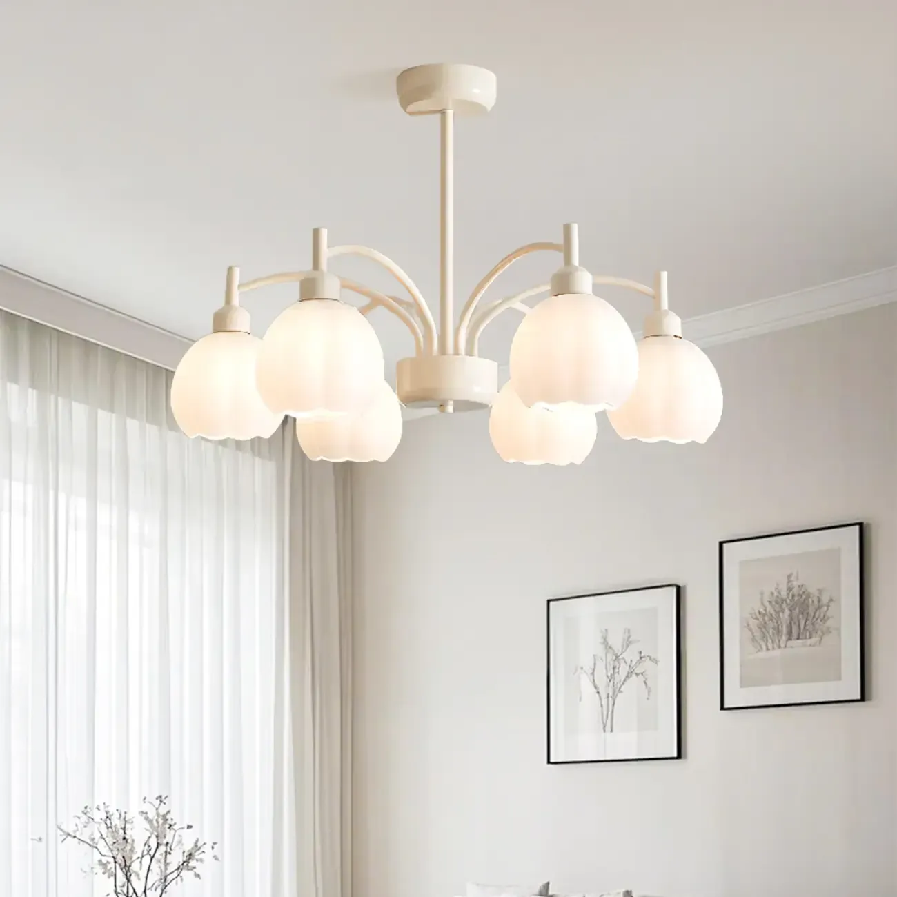 Modern 6-Light Floral Shape Chandelier for Living Room  Image - 1