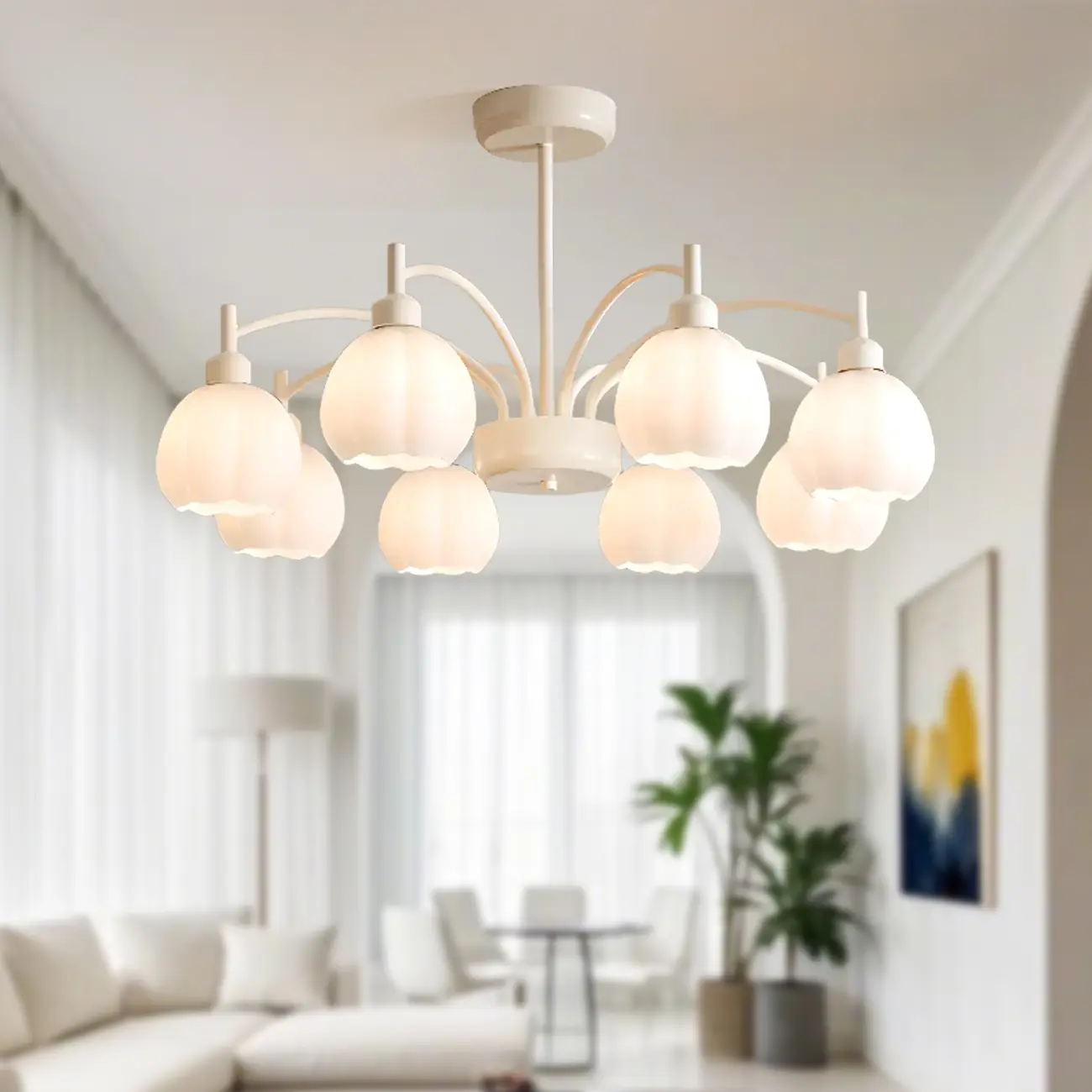 Modern 6-Light Floral Shape Chandelier for Living Room  Image - 5 | homeyfad