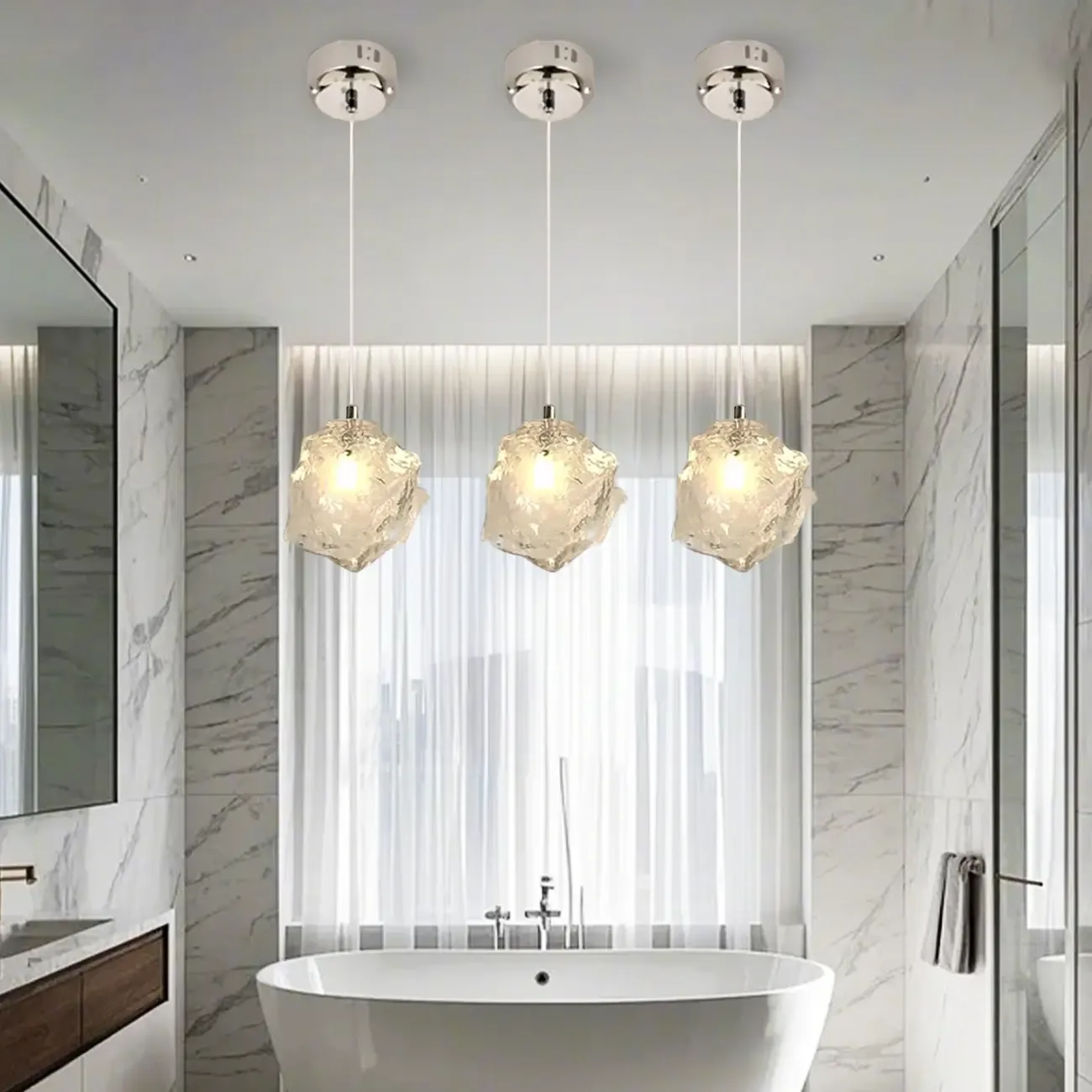 Irregular Cube Crystal Pendant Light for Modern Home Decor Image - 2