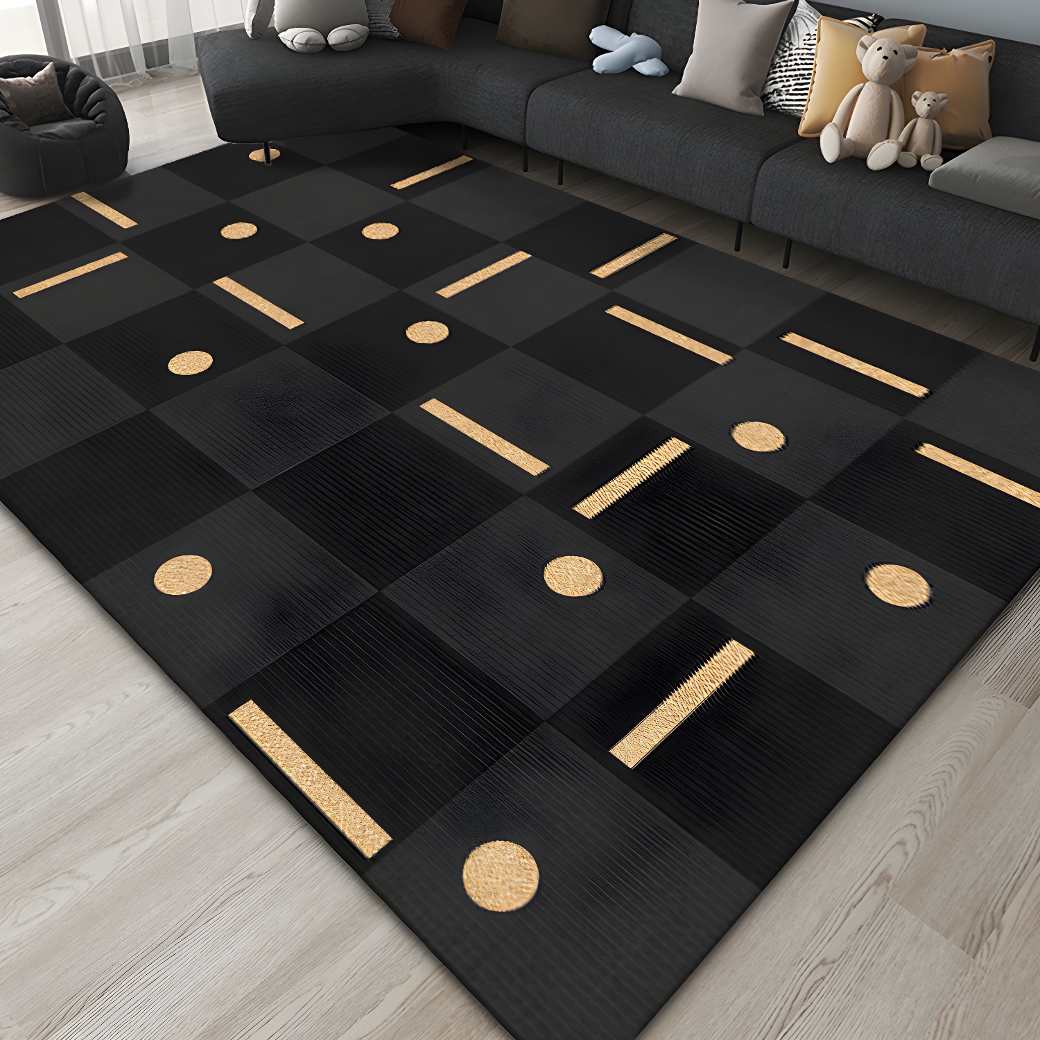 Geometric Modern Polyester Area Rug for Living Room Image - 3 | homeyfad
