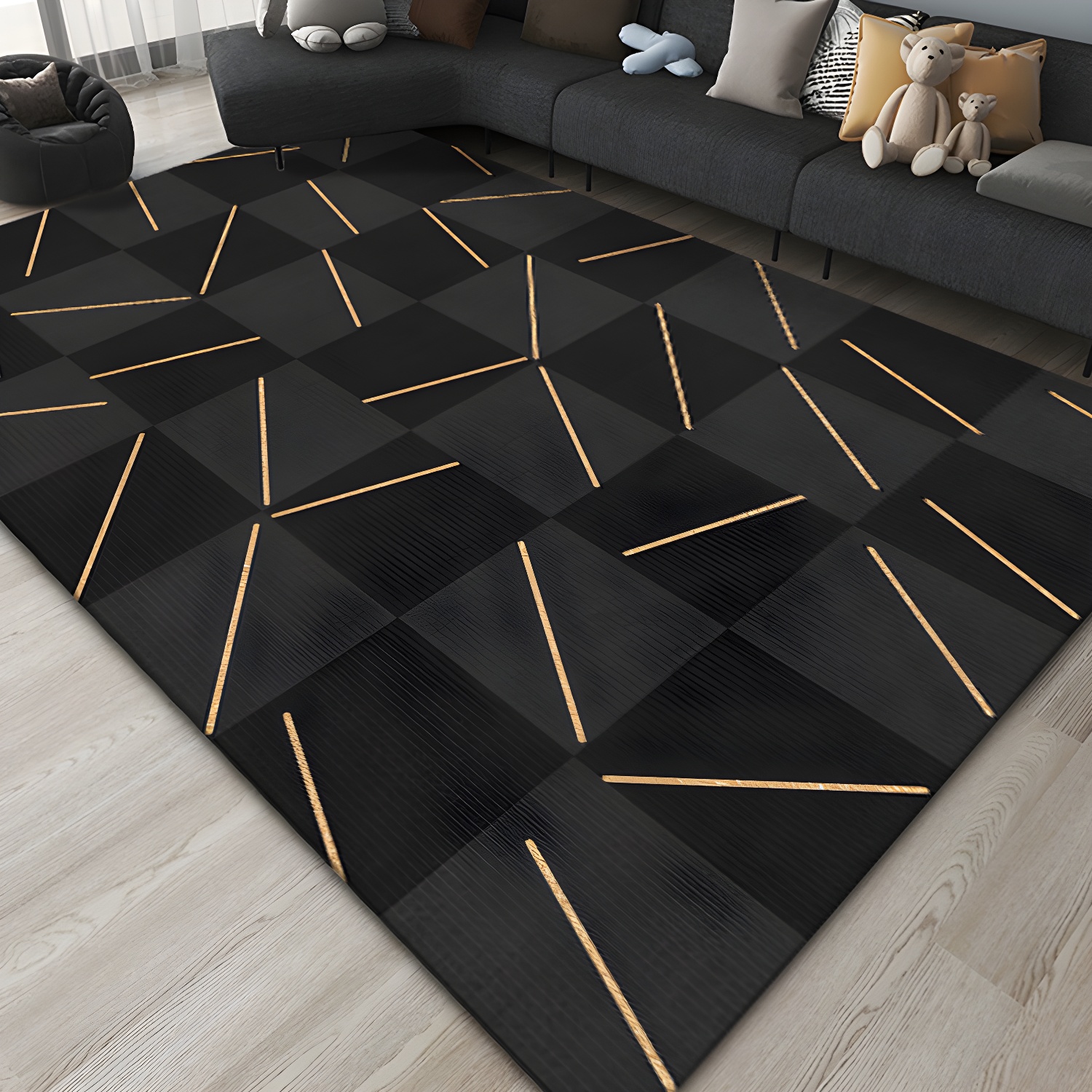 Geometric Modern Polyester Area Rug for Living Room Image - 4 | homeyfad