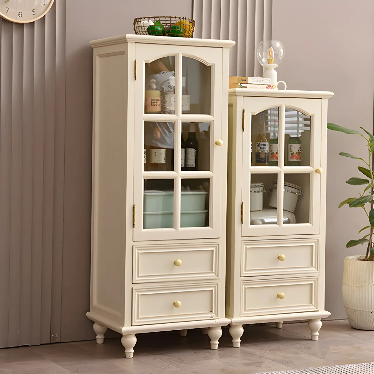Traditional 2-Drawer Solid Wood China Cabinet with Glass Door Image - 1 | homeyfad