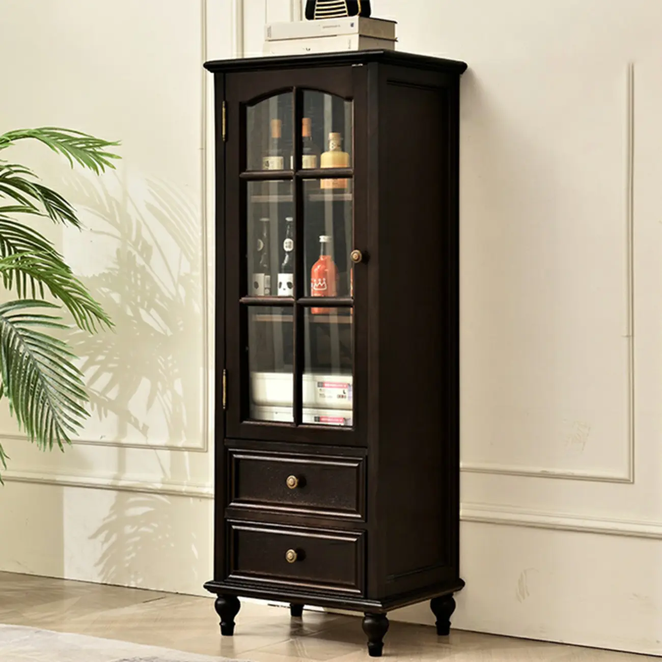 Traditional 2-Drawer Solid Wood China Cabinet with Glass Door Image - 7 | homeyfad