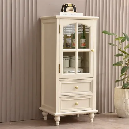 Traditional 2-Drawer Solid Wood China Cabinet with Glass Door Image - 11