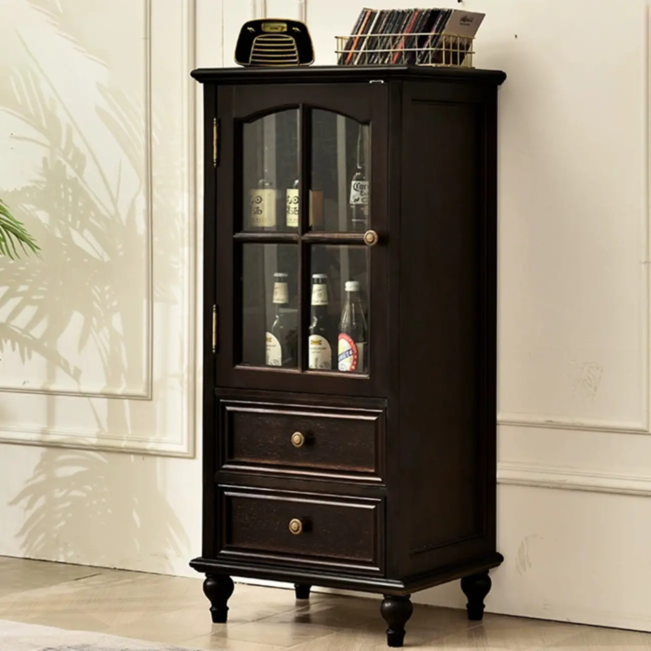 Traditional 2-Drawer Solid Wood China Cabinet with Glass Door Image - 15 | homeyfad