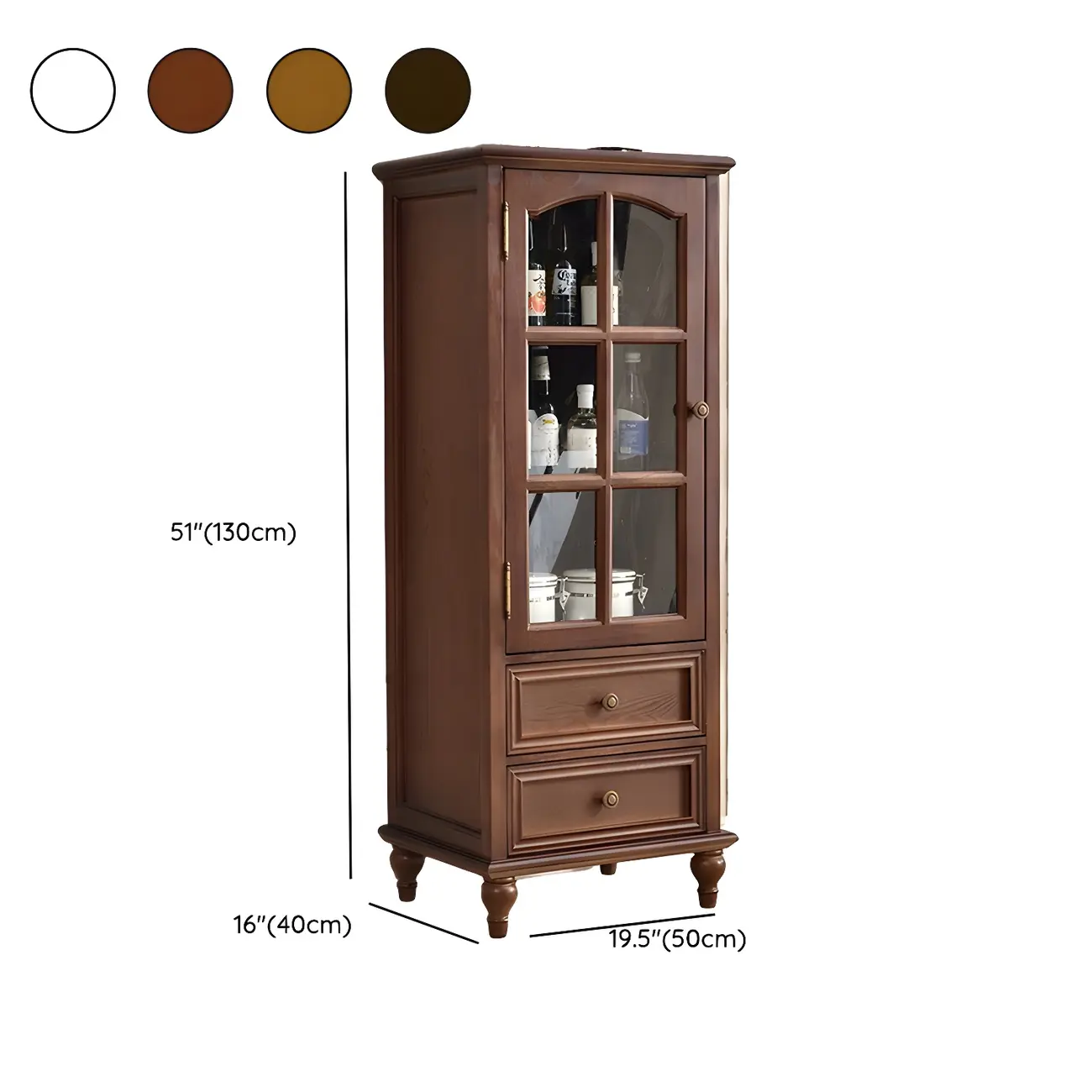 Traditional 2-Drawer Solid Wood China Cabinet with Glass Door Image - 18 | homeyfad