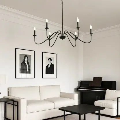 Industrial 6-Light Metal Vintage Candelabra Chandelier Image - 1