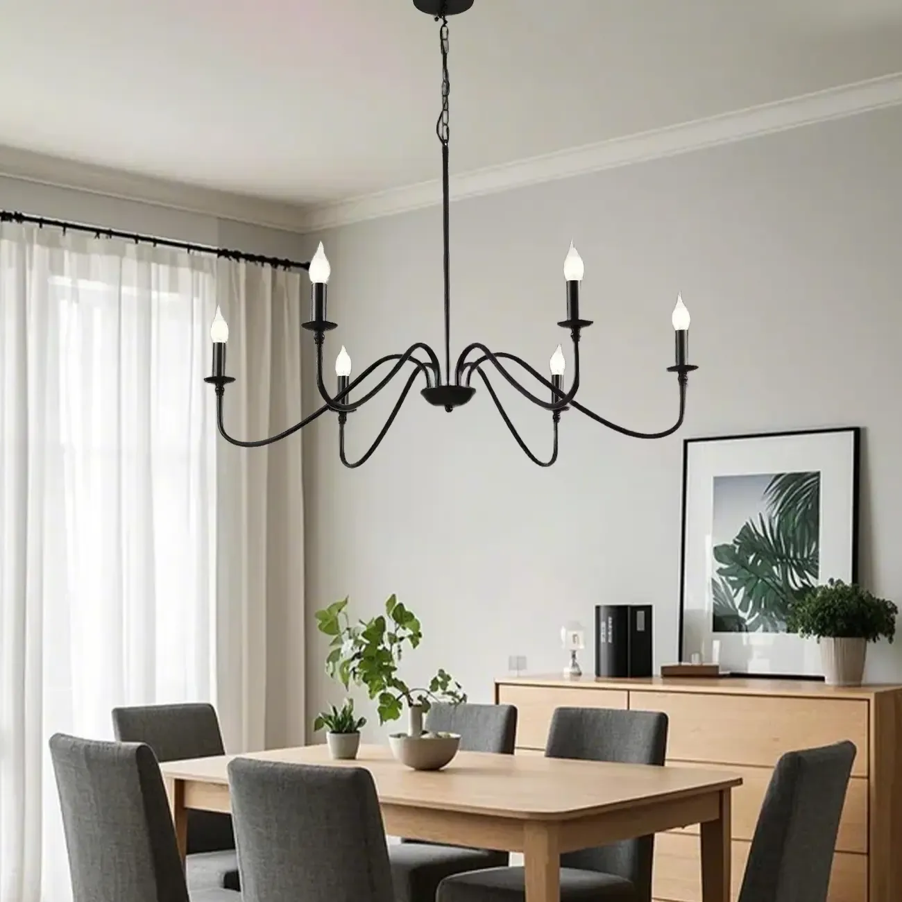 Industrial 6-Light Metal Vintage Candelabra Chandelier Image - 2