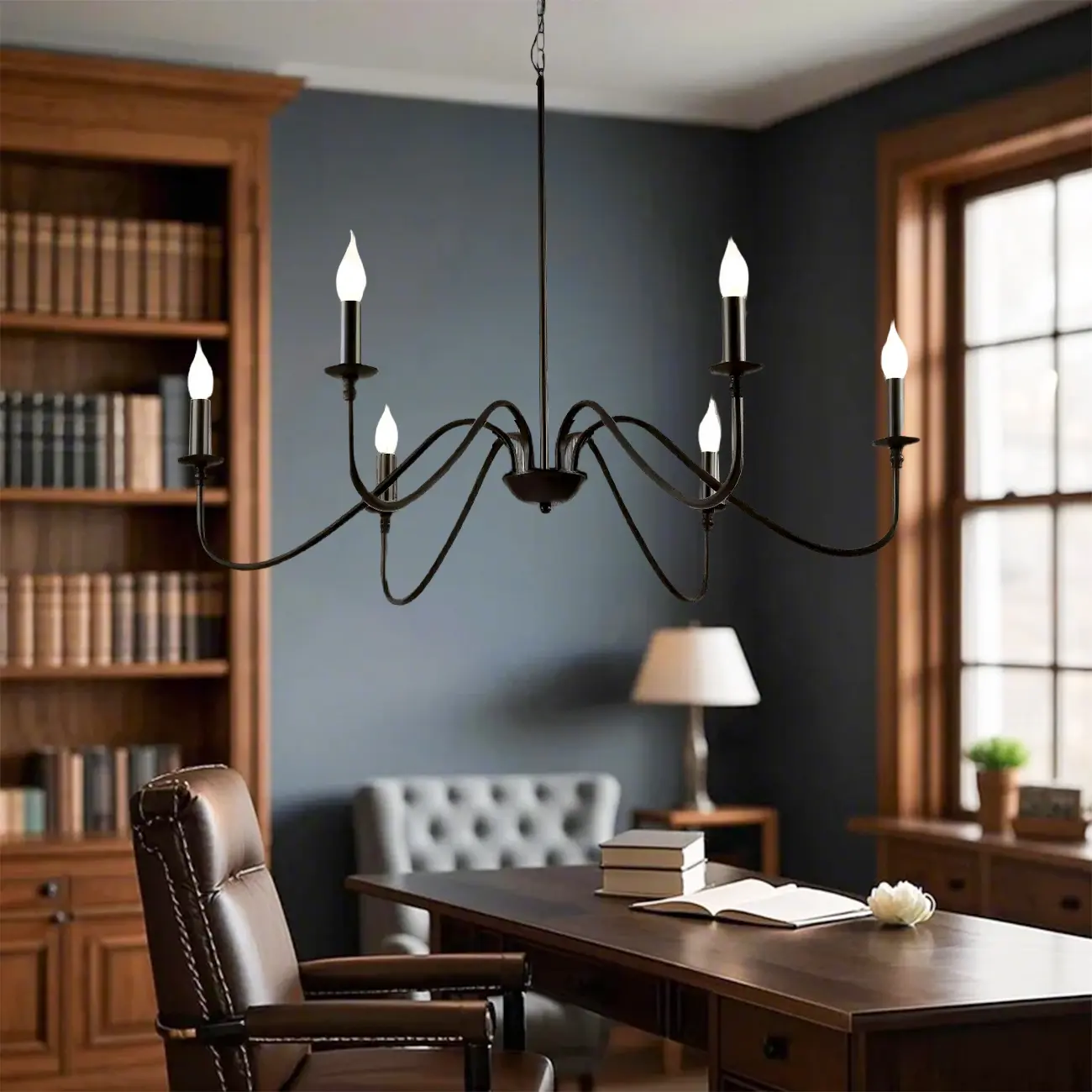 Industrial 6-Light Metal Vintage Candelabra Chandelier Image - 3 | homeyfad