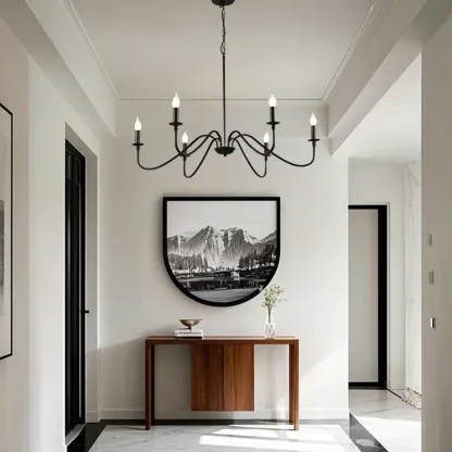 Industrial 6-Light Metal Vintage Candelabra Chandelier Image - 4