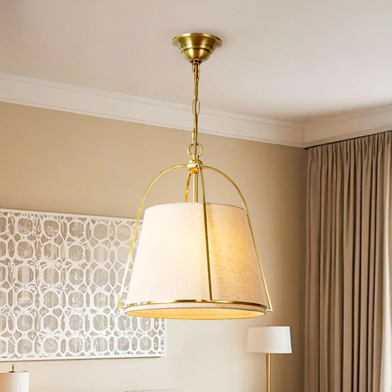 Vintage Fabric Drum Chandelier for Dining Room Decor Image - 1 | homeyfad