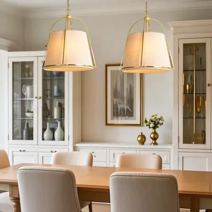 Vintage Fabric Drum Chandelier for Dining Room Decor Image - 2