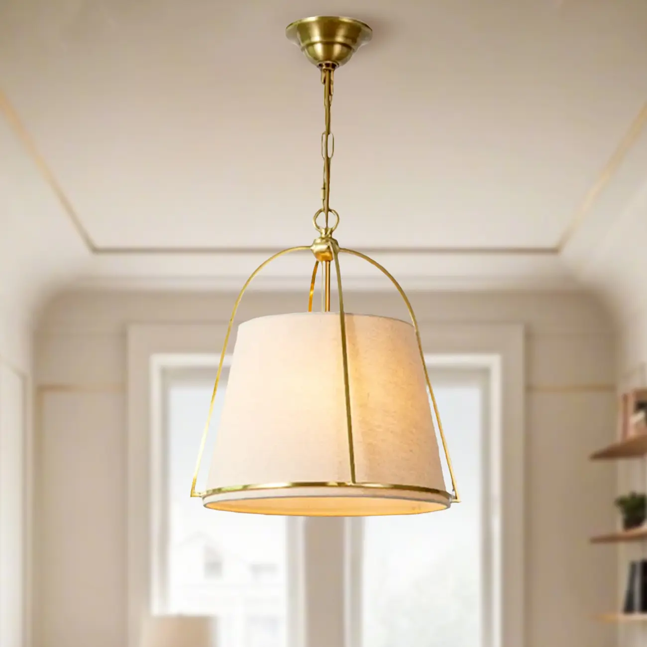 Vintage Fabric Drum Chandelier for Dining Room Decor Image - 3 | homeyfad