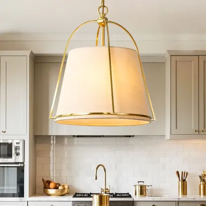 Vintage Fabric Drum Chandelier for Dining Room Decor Image - 4