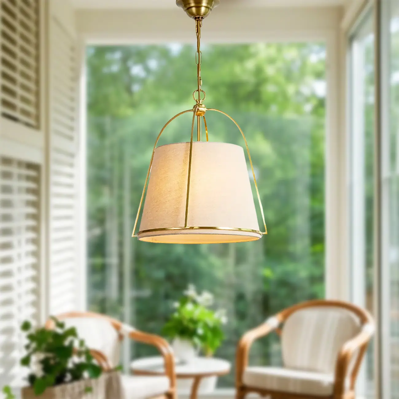 Vintage Fabric Drum Chandelier for Dining Room Decor Image - 5 | homeyfad