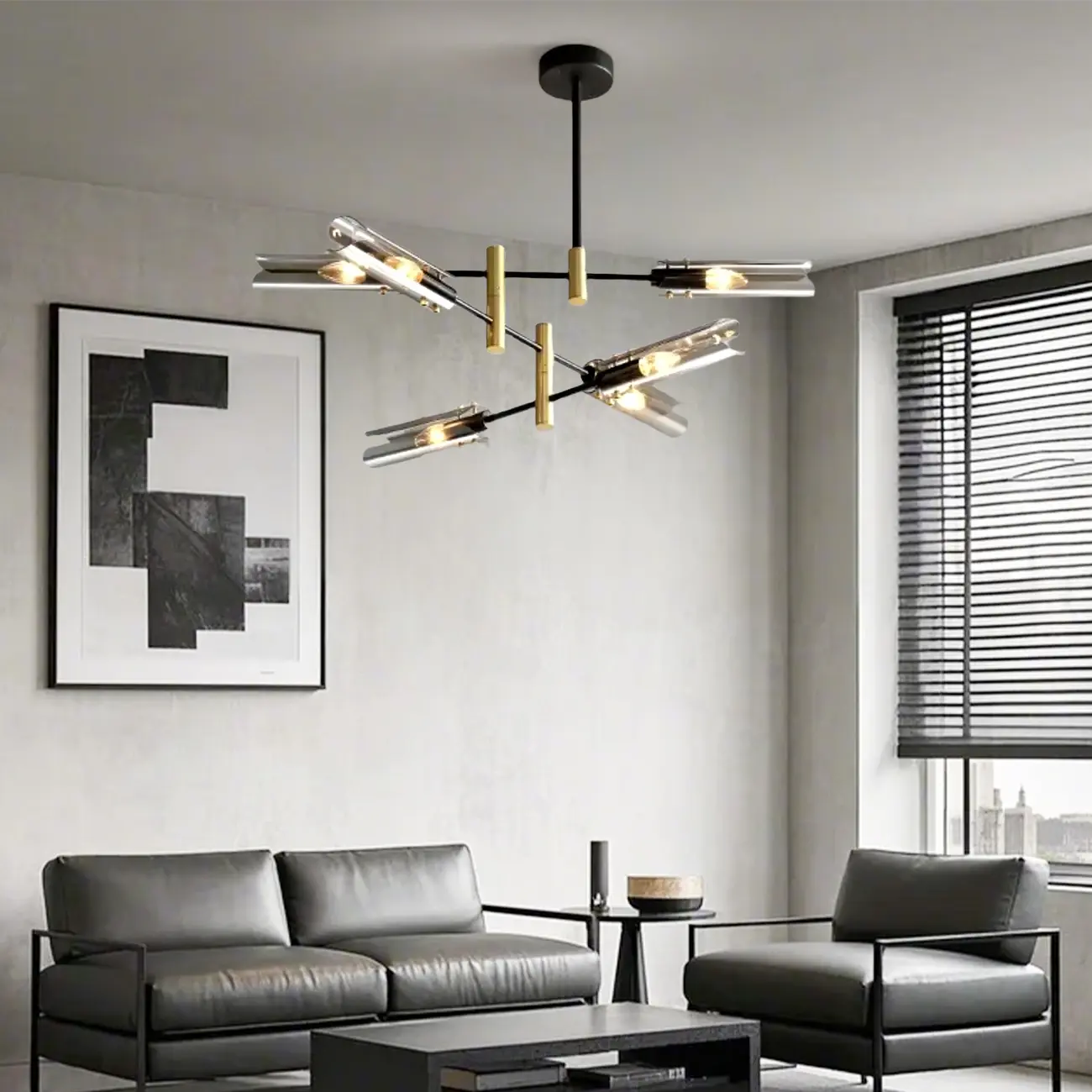 Modern Industrial Linear Chandelier with Adjustable Height Image - 1 | homeyfad