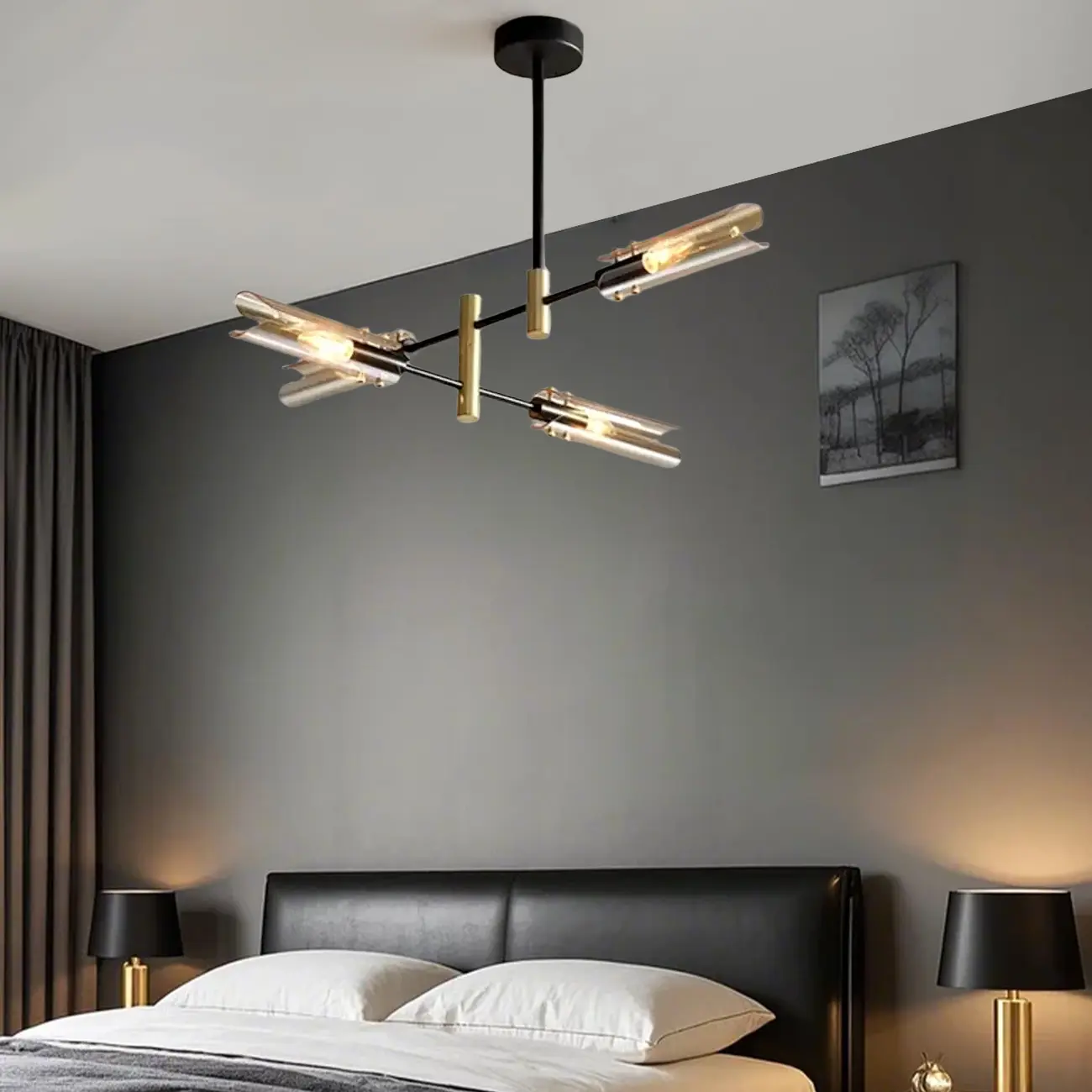 Modern Industrial Linear Chandelier with Adjustable Height Image - 2 | homeyfad