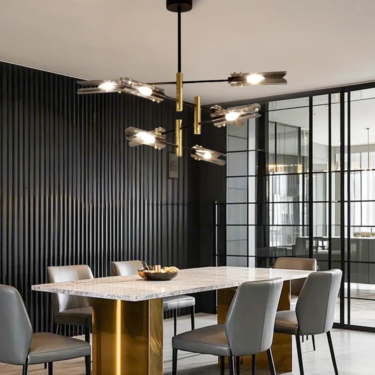 Modern Industrial Linear Chandelier with Adjustable Height Image - 3 | homeyfad