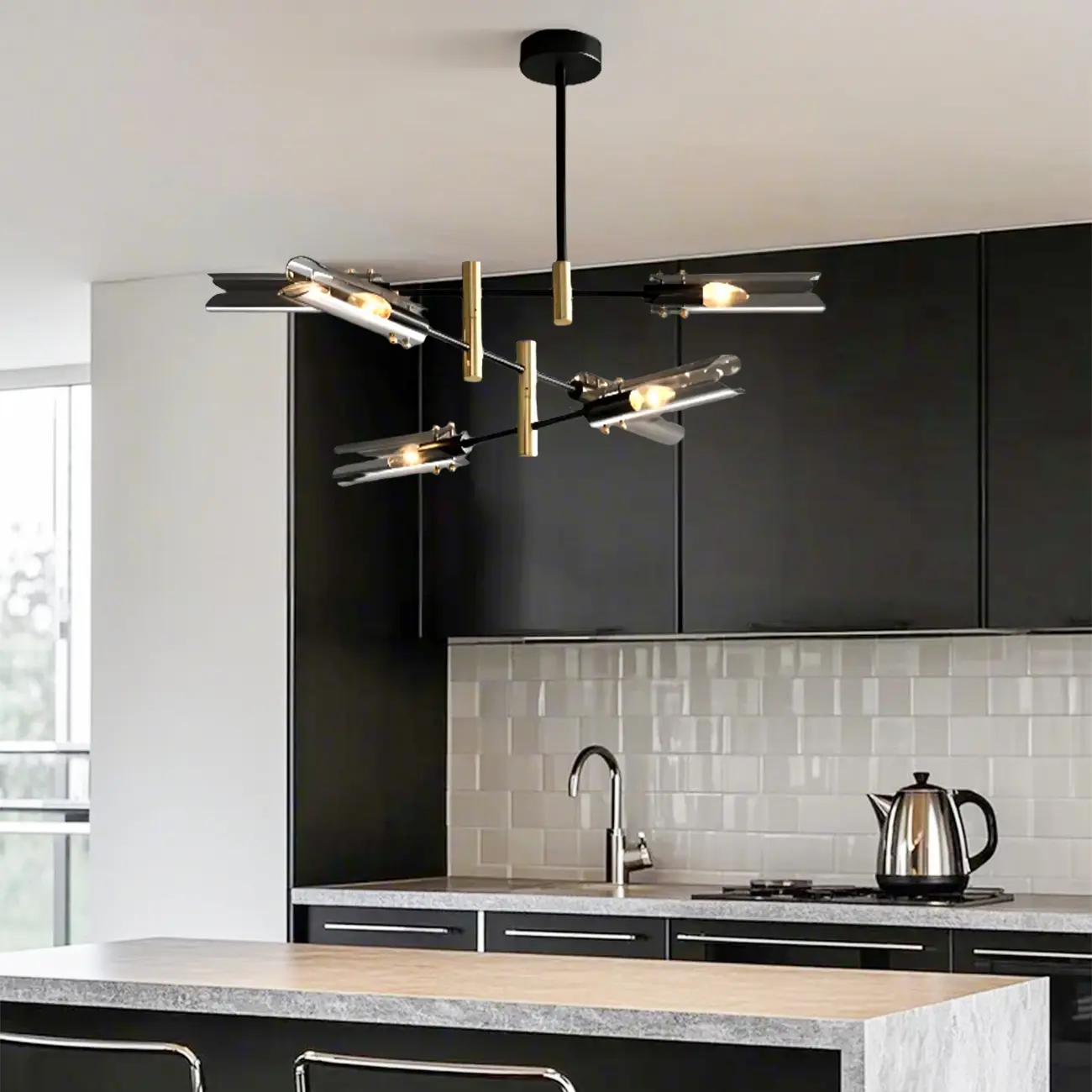 Modern Industrial Linear Chandelier with Adjustable Height Image - 4 | homeyfad