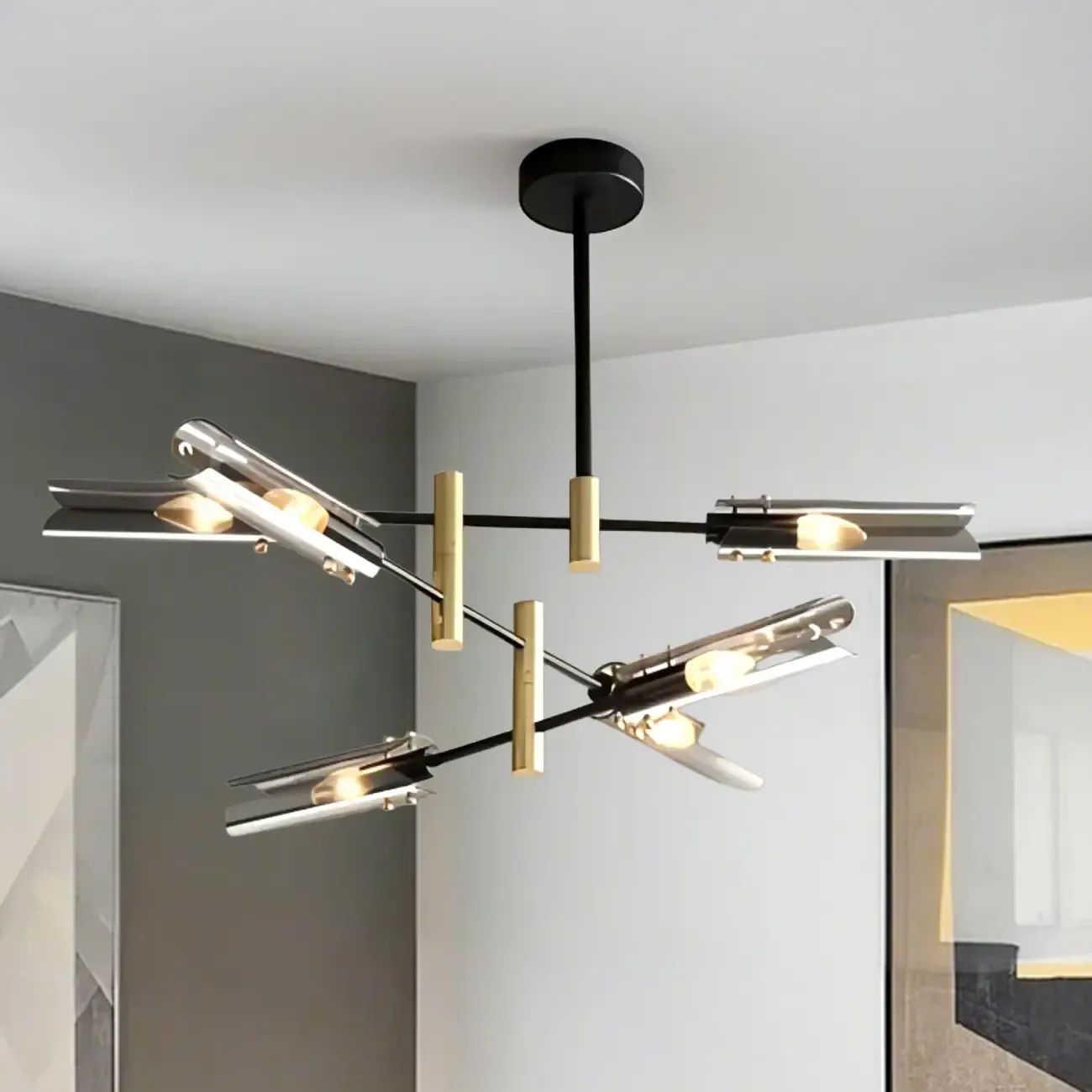 Modern Industrial Linear Chandelier with Adjustable Height Image - 17