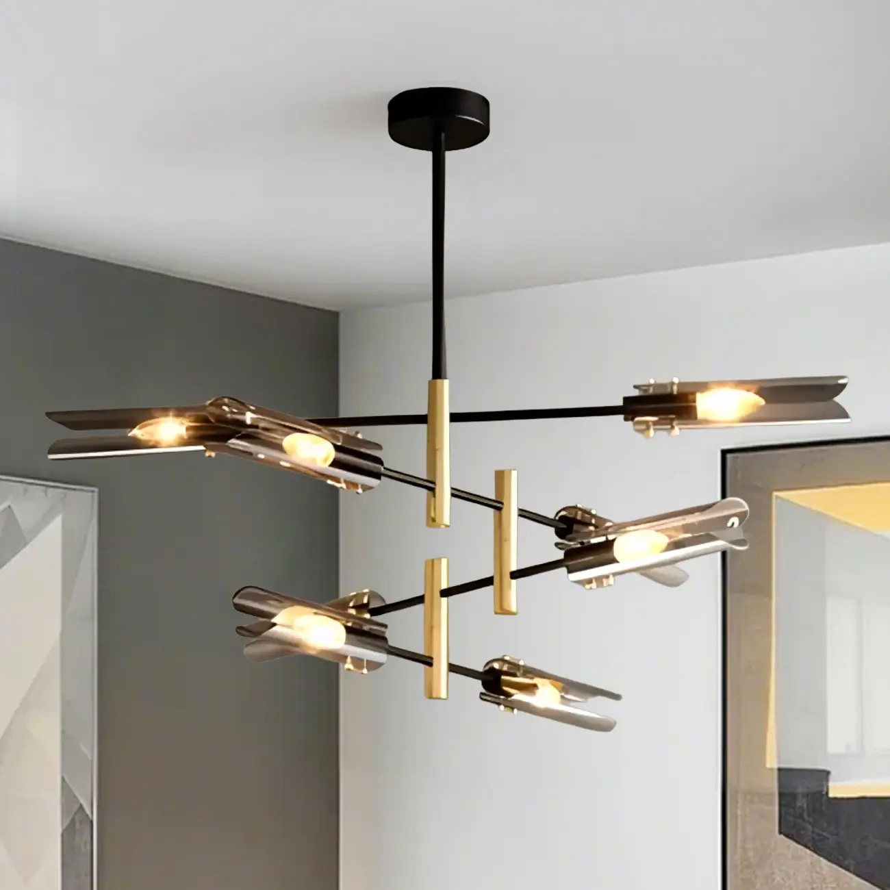 Modern Industrial Linear Chandelier with Adjustable Height Image - 18 | homeyfad