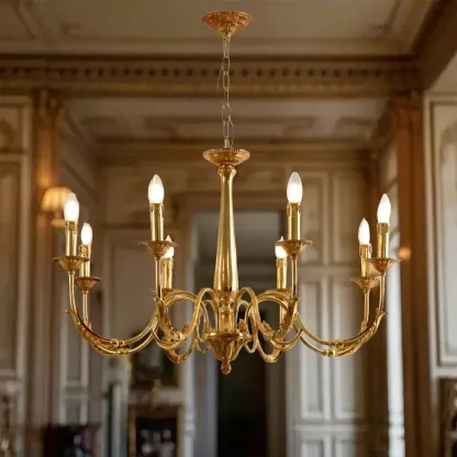 Vintage Brass Candelabra Chandelier for Living Room Image - 1