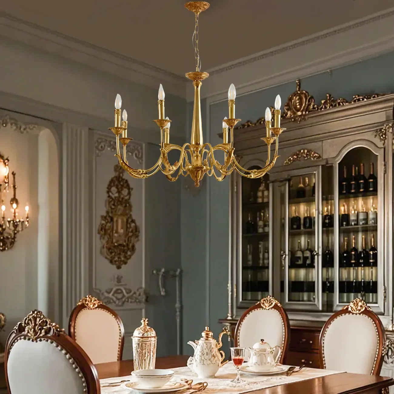 Vintage Brass Candelabra Chandelier for Living Room Image - 2