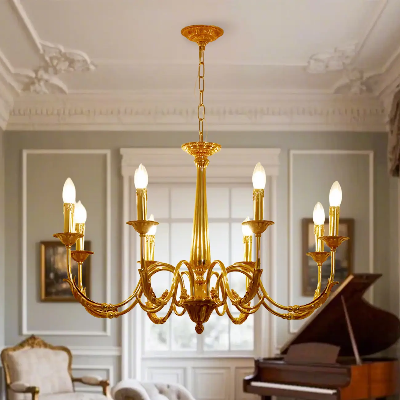 Vintage Brass Candelabra Chandelier for Living Room Image - 3 | homeyfad