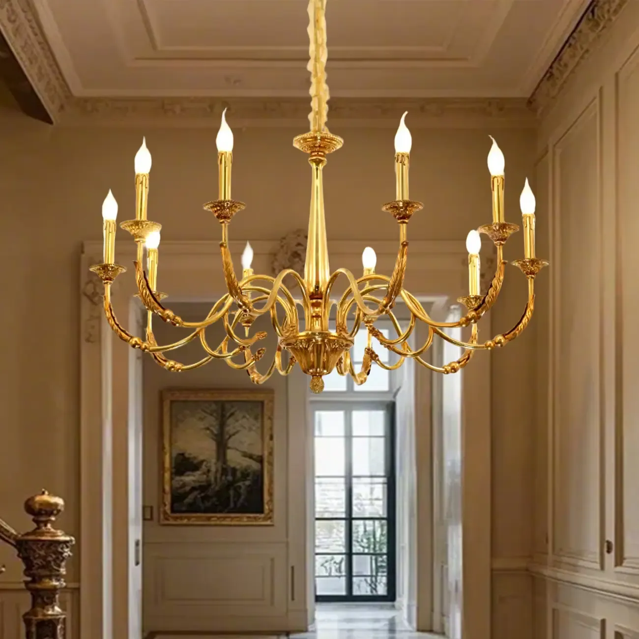 Vintage Brass Candelabra Chandelier for Living Room Image - 4