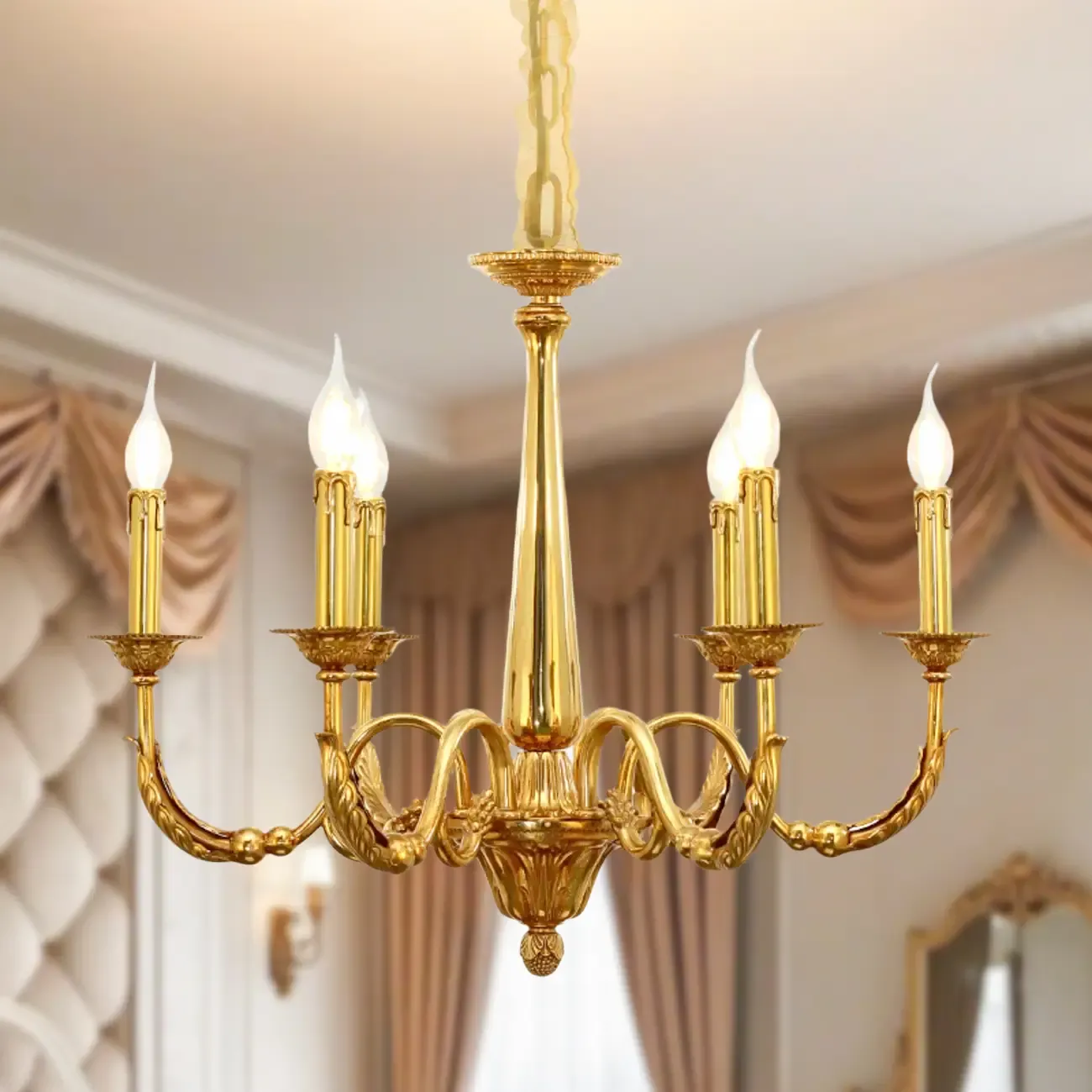 Vintage Brass Candelabra Chandelier for Living Room Image - 9